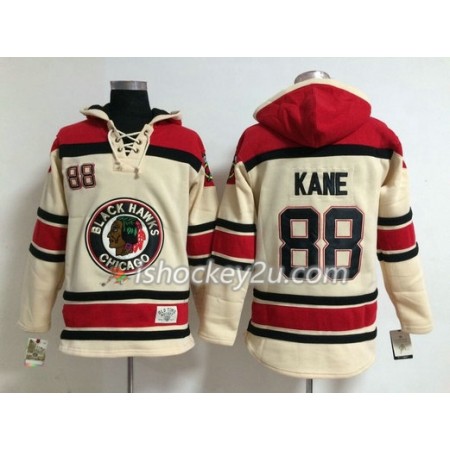 Mænd NHL Chicago Blackhawks Patrick Kane 88 Hvid Sawyer Hooded Sweatshirt